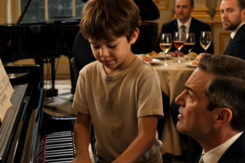 A millionaire asks a homeless young man to play the piano — and the moment he begins, he drops to his knees.