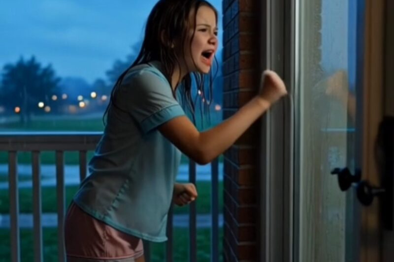 My stepmother yanked me by my hair and locked me outside in a freezing 38-degree rainstorm—all over a single broken plate. Moments later, my father’s car pulled into the driveway.