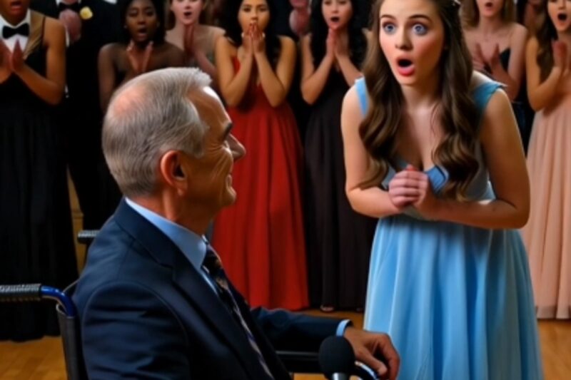 I brought my wheelchair-bound grandpa to prom after he raised me on his own — when a classmate mocked him, what he said into the mic made the entire gym fall silent.